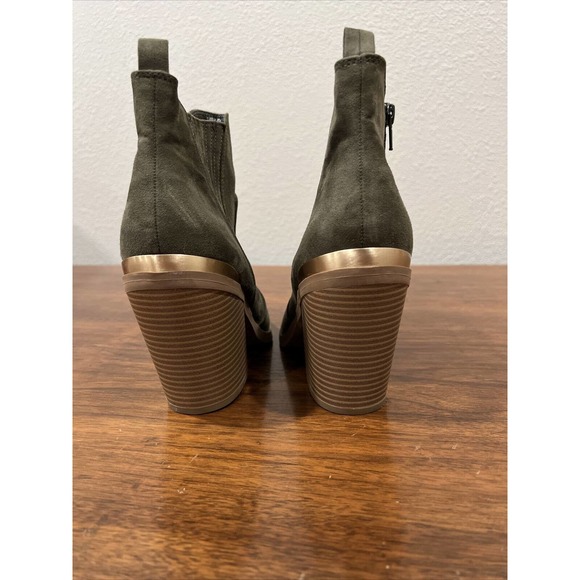 Crown‎ And Ivy Women Bootie Size 8.5 Olive Green Gold Suede - Picture 4 of 7